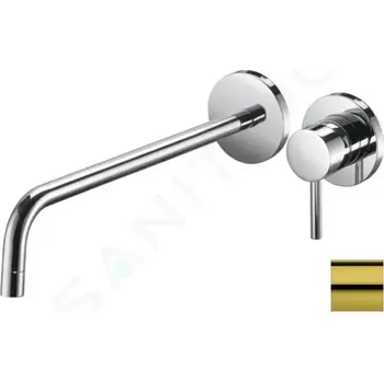 Vodovodní baterie Paffoni Light Umyvadlová baterie pod omítku s tělesem, 2-otvorová instalace, zlatá, LIG007HG70