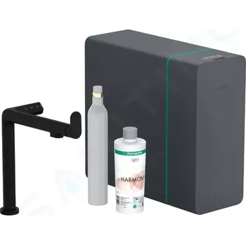 Vodovodní baterie Hansgrohe Aqittura M91 Dřezová baterie, SodaSystem, sBox, matná černá, 76810670