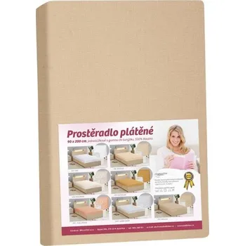 Bellatex Prostěradlo plátěné s gumou 90x200 cm kávová