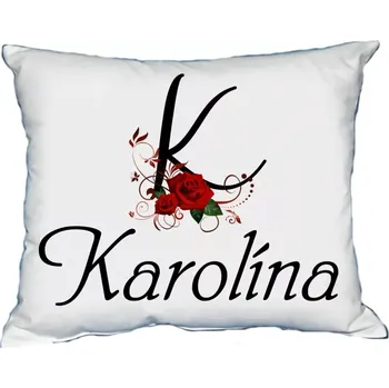 Dekorativní polštářek Polštář s dámským jménem KAROLÍNA Červený (polštářek dámské jméno )
