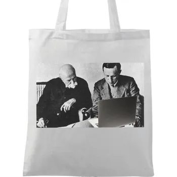 Bavlněná taška Pátečníci Karel Čapek a prezident T.G. Masaryk (Barva: Bílá)