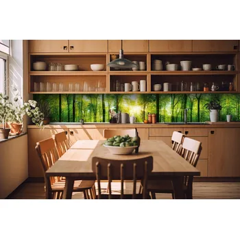 Tapeta DIMEX | Fototapeta do kuchyně Svěží zelený les KI-420-189 | 420 x 60 cm | zelená + Samolepicí fototapeta za kuchyňskou linku DIMEX Svěží zelený les v šíři 420 cm