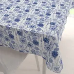 Dekorační obdélníkový ubrus PML-090 Modré jarní květiny na bílém 140x220 cm