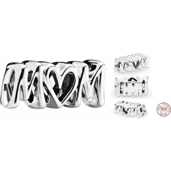 Přívěsek Charm Sterlingové stříbro 925 Mom, korálek na náramek písmena