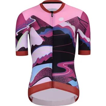cyklistický dres RIVANELLE Cyklistický dres s krátkým rukávem - SUNSET ELITE LADY LIMITED EDITION - růžová/vícebarevná XS