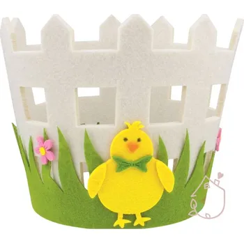 Velikonoční dekorace Velikonoční květináč s kuřátkem z pevného filcu