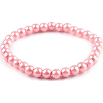 Náramek Perlový náramek - růžová sv. (12 ks)