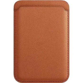 Pouzdro na mobilní telefon AlzaGuard Genuine Leather Wallet Compatible with Magsafe sedlově hnědá