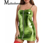 Party latexové šaty se zipem Barva: Zelená, Velikost: M