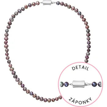 Náušnice Perlový náhrdelník z říčních perel se zapínáním z bílého 14 karátového zlata 822001.3/9267B dk.peacock