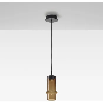 Brokis Designové závěsné svítidlo Bamboo forest single S, PC1327 Stmívání, řízení: ON/OFF (bez stmívání), Barva skla: světle šedá kouřová - transparentní sklo, Povrchová úprava baldachýnu: Kov - černý matovaný komaxit se strukturou