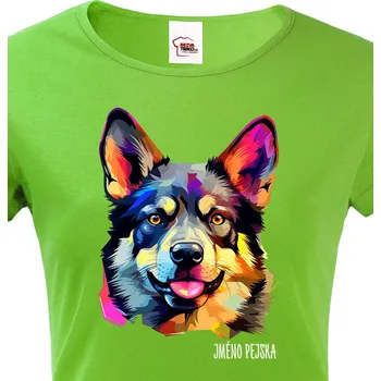 Dámské tričko Dámské tričko Nórsky elkhound, Barva Zelená, Velikost S, Canvas Dámské tričko s krátkým rukávem 2560