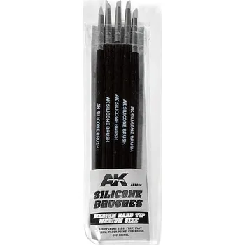 AK TOOLS AK9086 SET OF 5 SILICONE BRUSHES MEDIUM HARD TIP MEDIUM