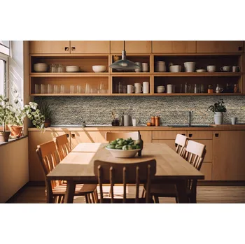 Fototapeta DIMEX | Fototapeta do kuchyně Stará cihlová zeď KI-420-254 | 420 x 60 cm | hnědá, béžová, šedá + Samolepicí fototapeta za kuchyňskou linku DIMEX Stará cihlová zeď v šíři 420 cm