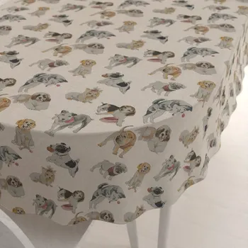 ubrus Dekorační oválný ubrus PML-096 Štěňata na hnědobéžovém 50x100 cm