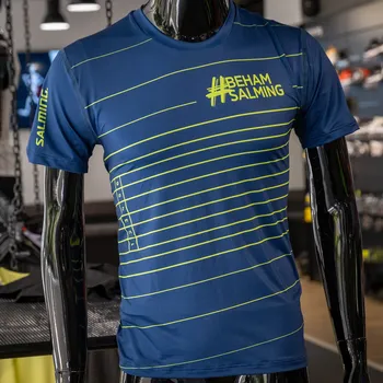 Běžecké oblečení Triko Běhám Salming Men Navy/Green S - S