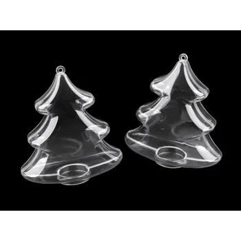 Plastová krabička dvoudílná - zvonek, stromeček, kapka, hvězda - transparent strom (12 ks)