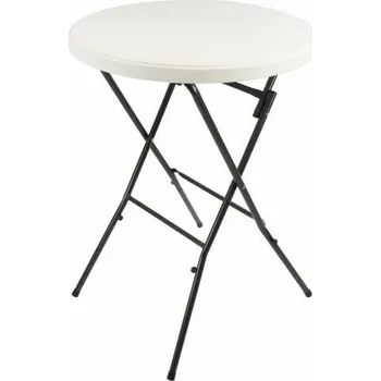 Zahradní stůl Skládací vysoký párty stolek kulatý, kov / plast, bílý, výška 110 cm