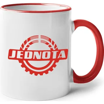 Retro hrnek Jednota, Barva Červená, Velikost 330 ml, Canvas Keramický hrnek s barevným uchem Bezvatriko.cz 2099