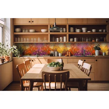 Fototapeta DIMEX | Fototapeta do kuchyně Barevné květinové pozadí KI-420-211 | 420 x 60 cm | vícebarevná, růžová, fialová, žlutá, oranžová + Samolepicí fototapeta za kuchyňskou linku DIMEX Barevné květinové pozadí v šíři 420 cm