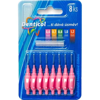 Dentální hygiena Denticol P01 - mezizubní kartáček s&nbsp;plochou rukojetí, 8ks