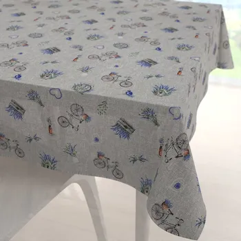 ubrus Dekorační čtvercový ubrus PML-097 Levandule a kola na šedém režném 50x50 cm