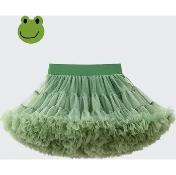 Dívčí sukně Dětská sukně TUTU PETTI extra velký objem Zelená pistáciová - žabka