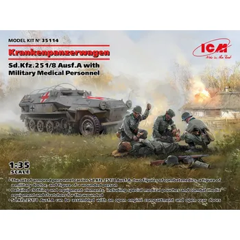 Plastikový model ICM 1/35 Sd.Kfz.251/8 Ausf.A Germ.Ambulance w/ Person.