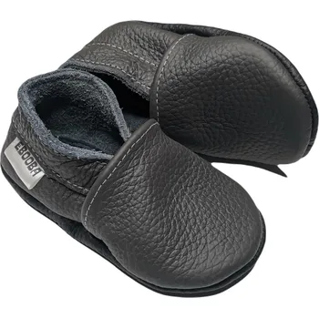 Capáčky EBOOBA Kožené capáčky s koženou podrážkou tmavě šedé 0-6 měsíců Černá 18-19