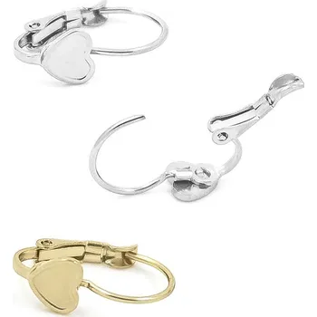 Materiál na výrobu šperku Náušnice s ploškou srdce z chirurgické oceli - 17 mm / Nerez SL