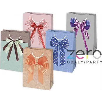 Dárková taška Taška papírová dárková 34,5x48x13 cm (lak) - mašle (mix 1)