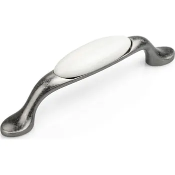 Nábytkové kování Interex design Úchytka LUNAS / Starostříbro - Bílá mléčná 96 mm