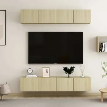 Obývací stěna vidaXL TV skříňky 4 ks 80 x 30 x 30 cm dřevotříska [3079270] Barva: dub sonoma
