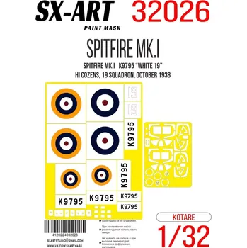 Plastikový model SX-ART 1/32 Paint mask Spitfire Mk.I K9795 White 19 (KOT)