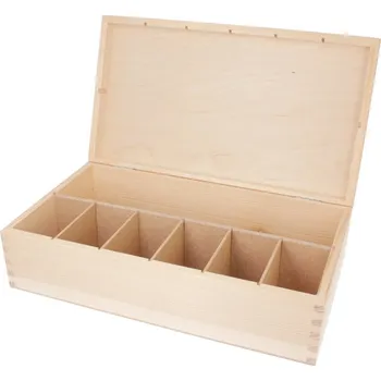 Úložný box Dřevotéka - Dřevěná krabička na alkohol + 6 sklenic přírodní 36x20 cm Dřevěná krabička na alkohol + 6 sklenic přírodní 36x20 cm