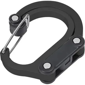 Hliníková karabina D-Shape s otočným háčkem | multifunkční karabina - Černá