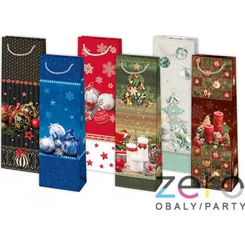 Dárková taška Taška papírová dárková 10,5x33x8,5 cm (lak) - vánoční (mix 1)