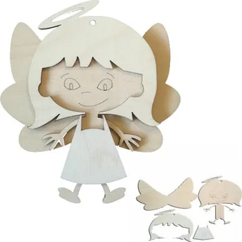 Vánoční dekorace Dřevotéka Dřevěný anděl holčička 16x14 cm