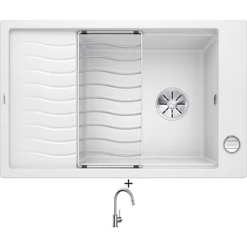 Granitový dřez Granitový dřez SET Blanco ELON XL 6 S bílá + excentrické ovládání + Blanco MIDA-S chrom 521454