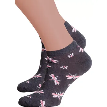 Dámské ponožky Dámské kotníkové ponožky 114/113 STEVEN Barva/Velikost: grafit melír / 35/37