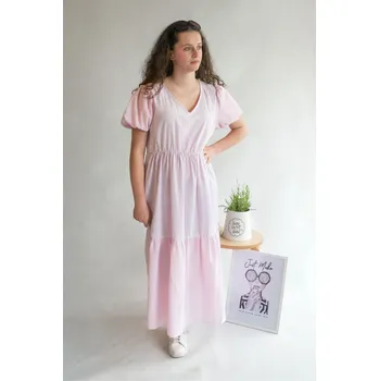 Dámské šaty Šaty oversize pruh 928 Itálie barva: růžová, velikost: S/M