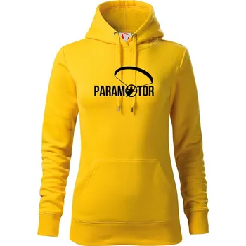 Dámská mikina Paramotor nápis - Mikina dámská Cape s kapucí - XL ( Žlutá )