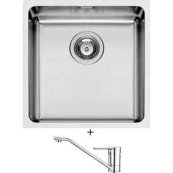 Dřez pod desku SET Pyramis LYDIA (40x40) 1B nerez + Deante CORIO BFC 060M chrom
