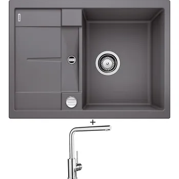 Kuchyňský dřez Granitový dřez SET Blanco METRA 45 S Compact šedá skála + excentrické ovládání + Blanco MILA chrom 519414