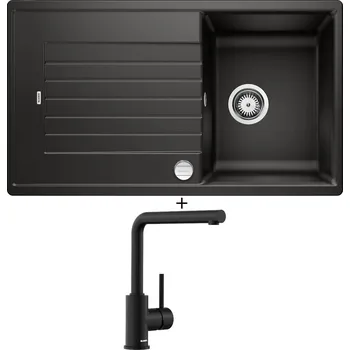 Kuchyňský dřez Granitový dřez SET Blanco ZIA 45 SL černá + excentrické ovládání + Blanco MILA černá matná 526657