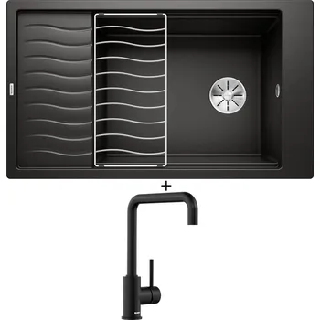 Granitový dřez SET Blanco ELON XL 8 S černá 525886 + odkapová mřížka + Blanco MILI černá matná 526665