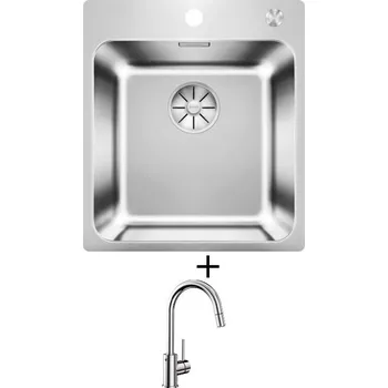 Nerezový dřez Nerezový dřez SET Blanco SOLIS 400-IF/A nerez kartáčovaný s excentrem PushControl 526119 + Blanco MIDA-S chrom 521454