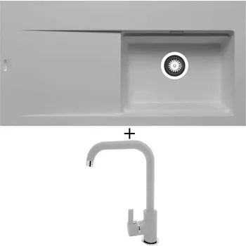 Granitový dřez Granitový dřez SET Pyramis TEKTON (100X51) 1B 1D RH šedá + Pyramis SILVIO šedá