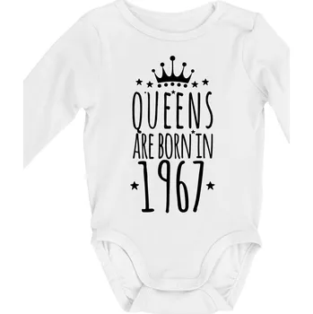 Queens are born in 1967 - Body kojenecké s dlouhým rukávem - Dlouhý r. 3-6 měs ( Bílá )