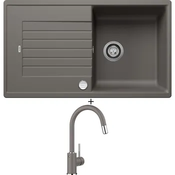 Granitový dřez Granitový dřez SET Blanco ZIA 5 S šedá vulkán s excentrem + Blanco MIDA-S šedá vulkán 526967